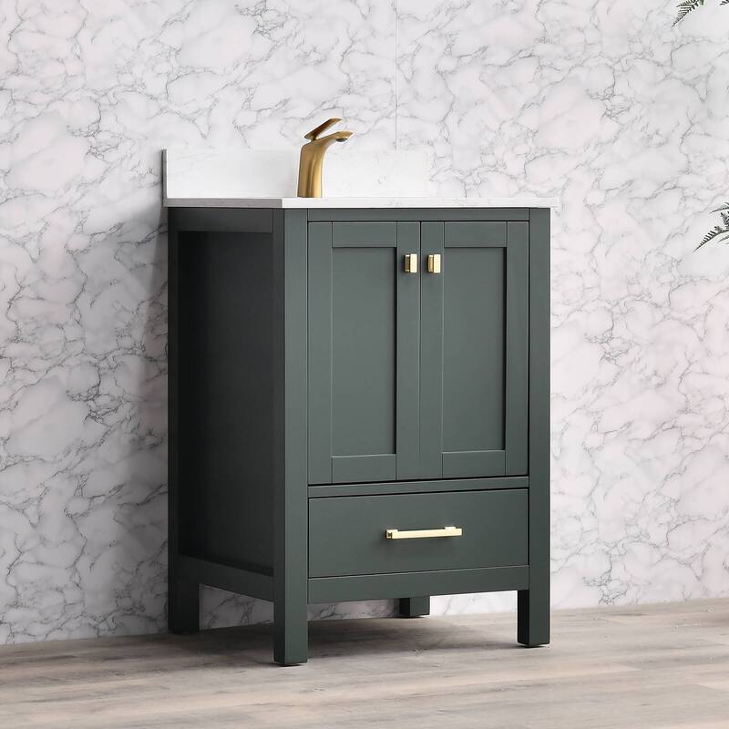 Prismora 24 in. Juniper Green Vanity with Countertop & Splash, Single Sink