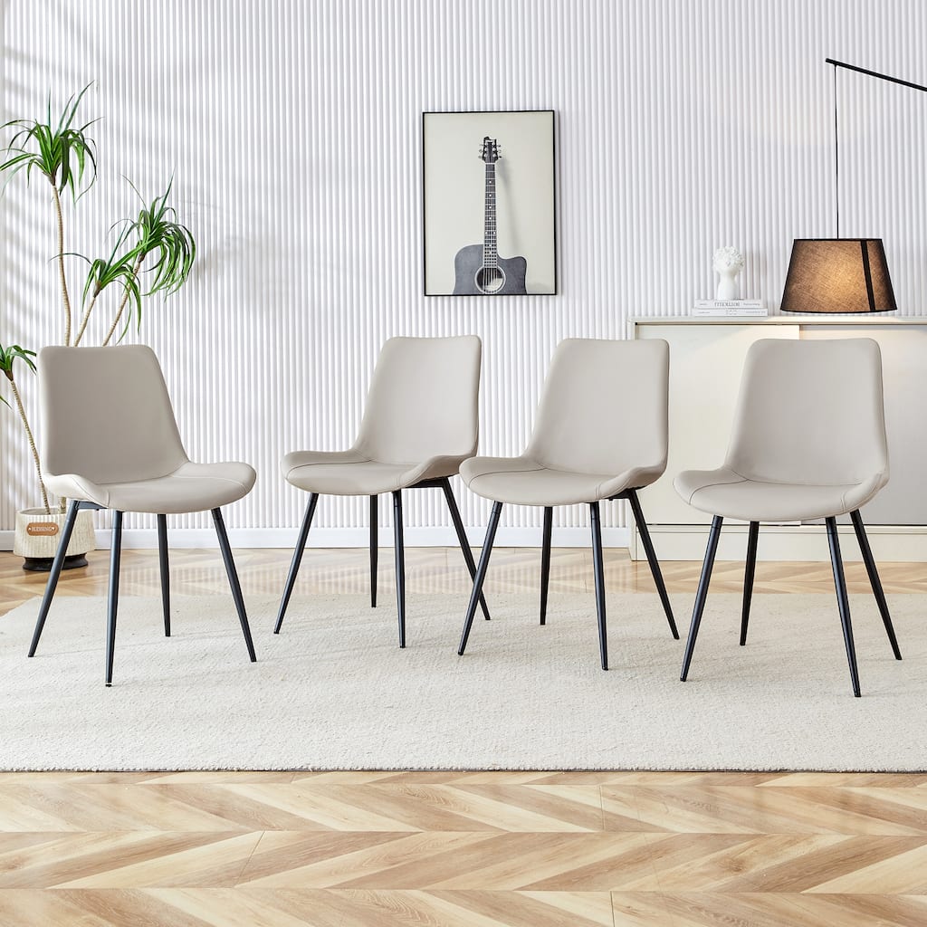 Side Chair Coffee Chair Warm Grey Meeting Room Chair Dining Chair Accent Chair Armless Chair with Metal Legs