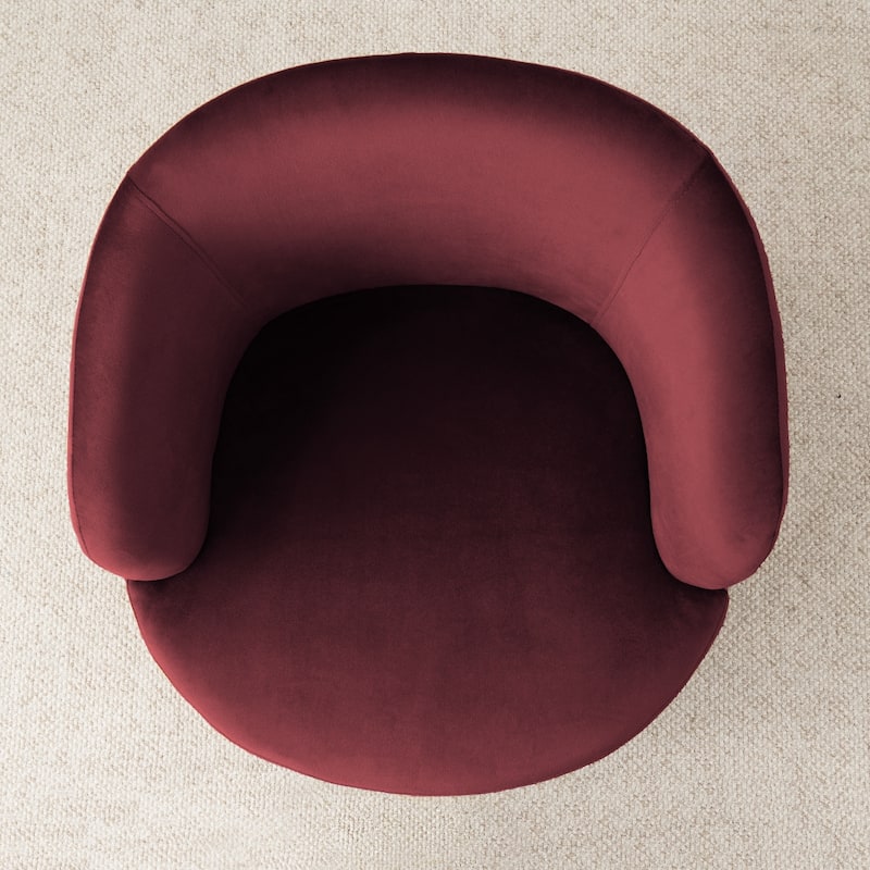 26.5" Wide Velvet Small Swivel Barrel Accent Chair