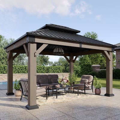 Aoxun Double Roof Outdoor Wood Gazebo