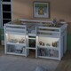preview thumbnail 3 of 7, White Twin Size Wood Low Loft Bed With Two-Tier Shelves and LED Light for Kids, Boys and Girls