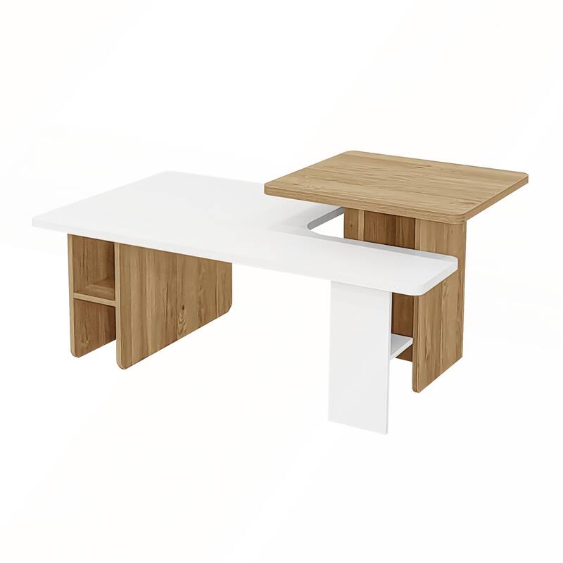U-Can Set of 2 Nesting Coffee Tables with Durable Particle Board, Versatile and Stylish for Modern Living Rooms