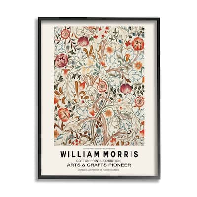 Stupell Bold Red Flowers Pattern Intertwining Stems Text Flyer Framed Wall Art - Beige