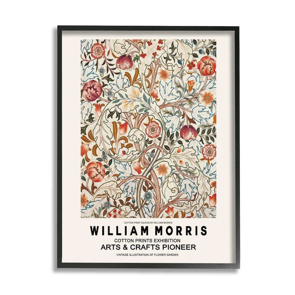 Stupell Bold Red Flowers Pattern Intertwining Stems Text Flyer Framed Wall Art - Beige