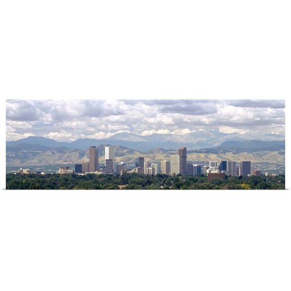 "Clouds over skyline and mountains, Denver, Colorado" Poster Print