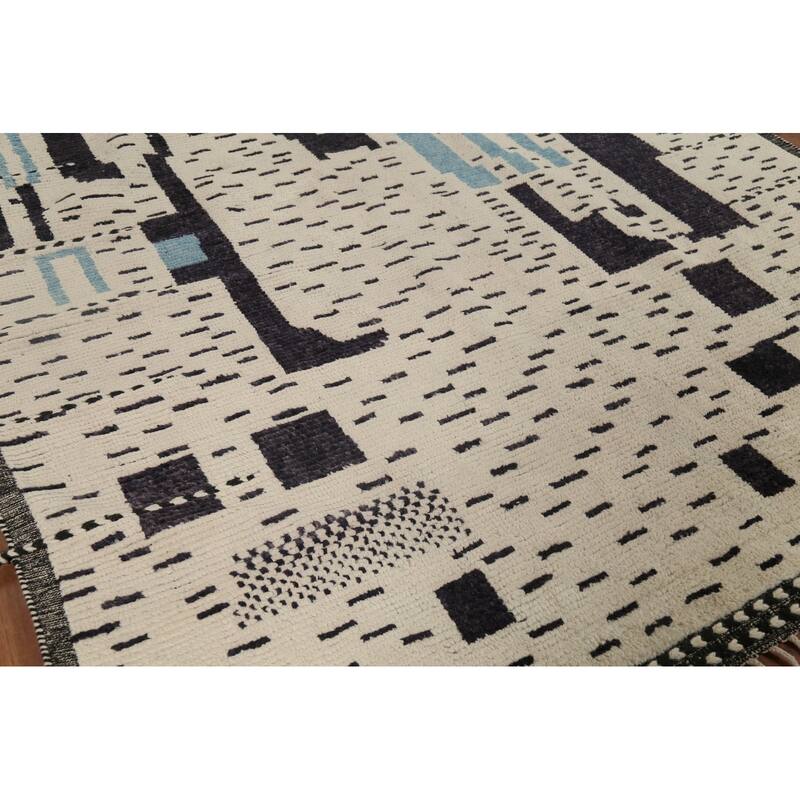 Moroccan Abstract Rug Hand-Knotted Wool Carpet - 7'8"x 10'3"