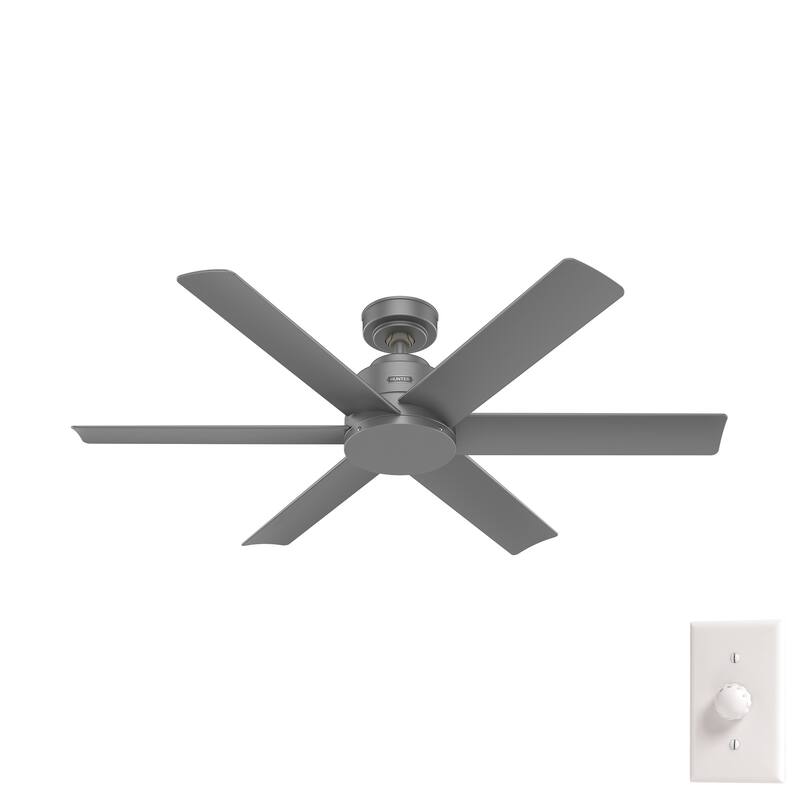 Hunter 52" Kennicott Outdoor Ceiling Fan, Wall Control - Contemporary, Industrial, Transitional - Windmill - Damp Rated!