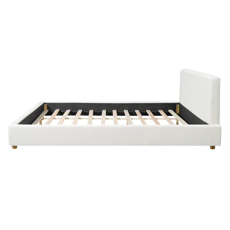 Christopher Knight Home - Jaro Modern Boucle Upholstered Platform Bed Frame with Wooden Slats Support, No Box Spring Needed