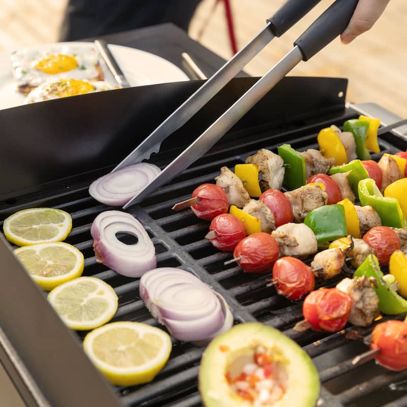 Royal Gourmet 4-Burner Portable Flat Top Gas Grill and Griddle Combo Grill with Folding Legs, Black & Silver