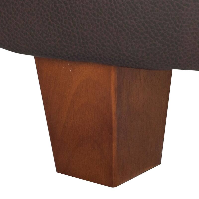 Porch & Den Rockwell Chocolate Faux Leather Round Storage Ottoman