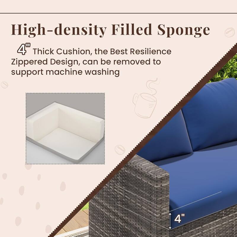 AECOJOY 7 Pieces Patio Furniture Set Outdoor Sectional Sofa Rattan Conversation Set