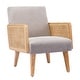 preview thumbnail 3 of 7, Rattan Armrest Fabric Upholstered Accent Chair