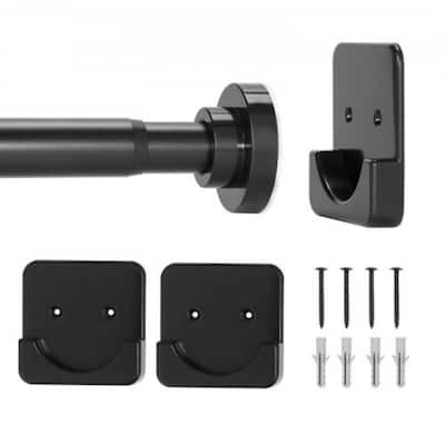 Black Stainless Steel Extendable Shower Rod 28-76 in for Bathrooms Closets or Windows Porches - 28-76 in
