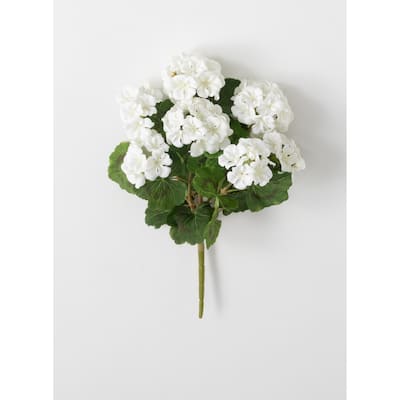 Sullivans Artificial Geranium Bush 11"H White Flower - 18"L x 11"W x 11"H
