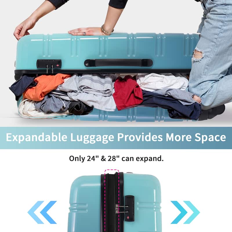 Classic 3 Piece Luggage Set with TSA Lock, ABS Durable Lightweight Suitcase with Spinner Wheels, Hardshell Carry-On Luggage