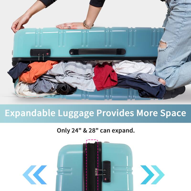 Hardshell Luggage Sets 3 Piece Gradient Color Expandable Suitcase with Spinner Wheels and TSA Lock Lightweight 20" 24" 28"