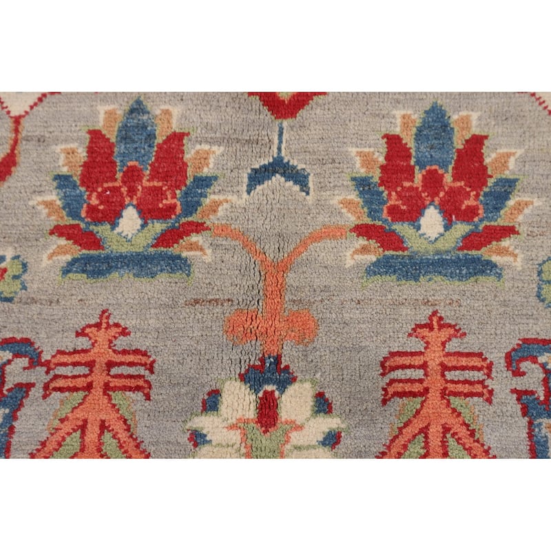 Grey Kazak Area Rug Hand-Knotted Traditional Wool Carpet - 4'10" x 6'6"