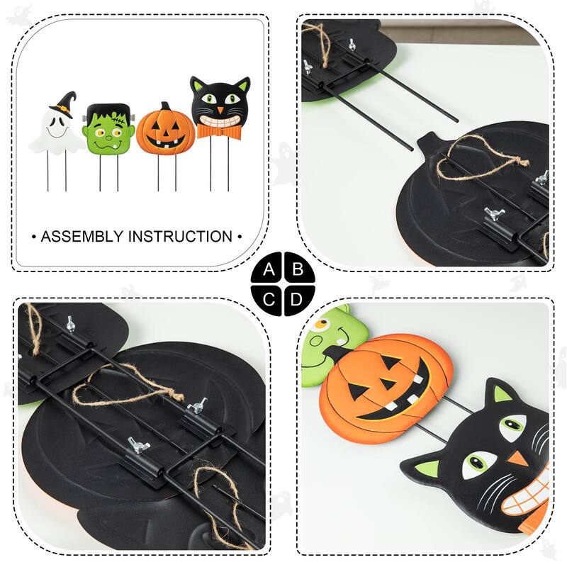Glitzhome 42.5"H Halloween Metal Stacked Yard Stake Hanging Decor
