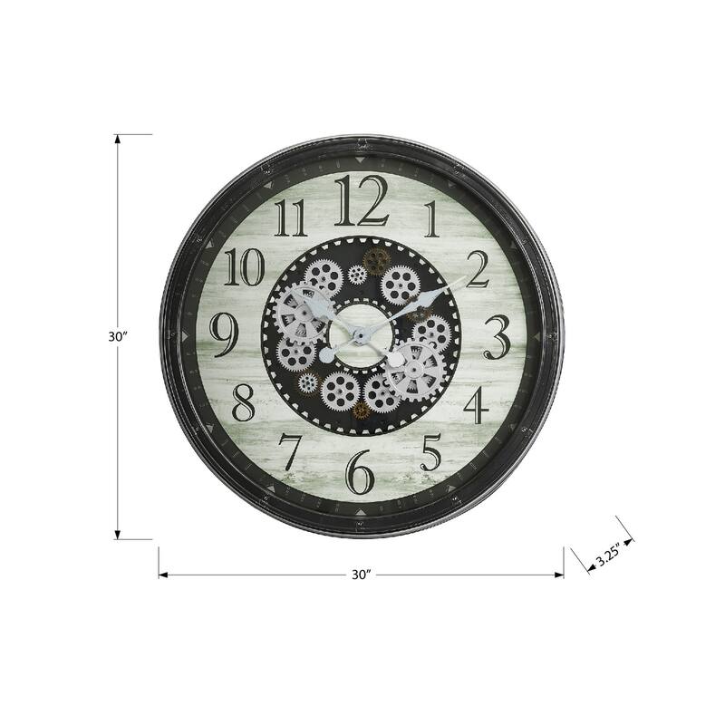 30 in Oversized Gear Mechanism Brown Wall Clock - 30 in
