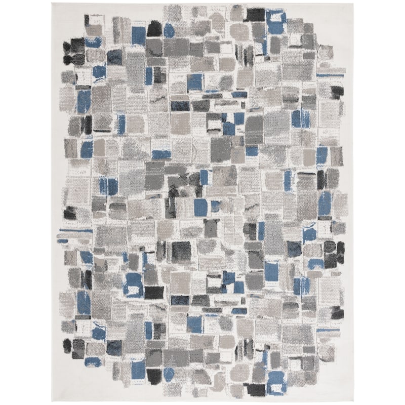 SAFAVIEH Pyramid Byrdie Casual Rug - 9' x 12' - Ivory/Grey Navy