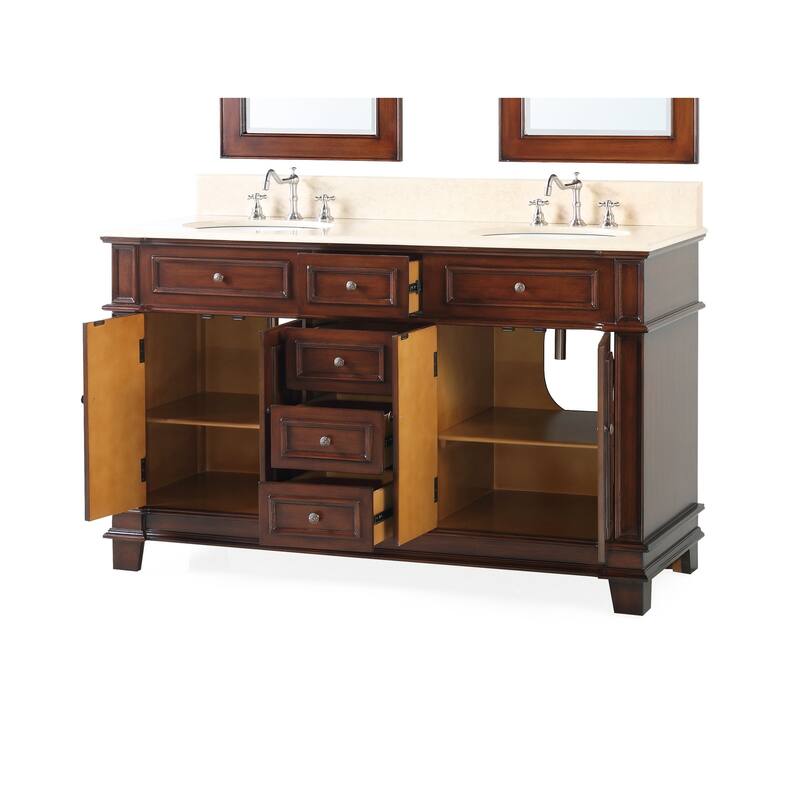 60" Timeless Classic Sanford Double Sink Bathroom Vanity