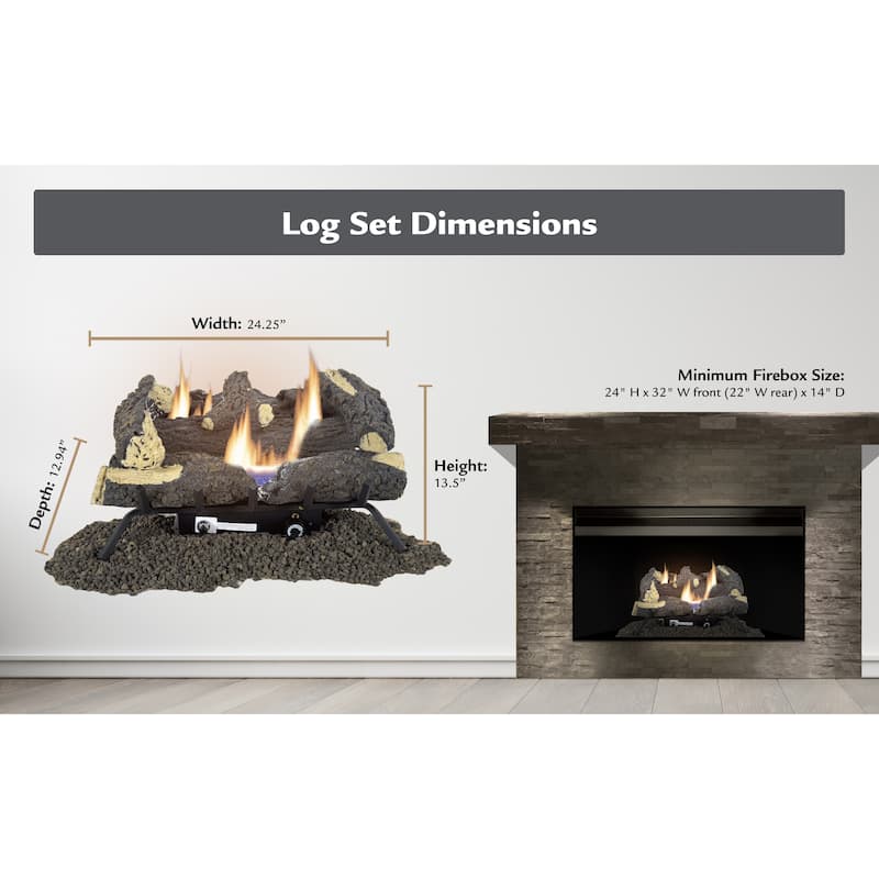 Pleasant Hearth 24" Wildwood Vent Free Gas Log Set 30,000 BTU