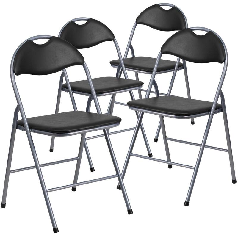 4 Pack 300 lb. Capacity Vinyl Metal Folding Chair with Carrying Handle