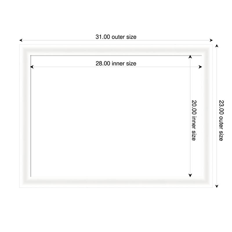 Oliver Narrow Framed Dry Erase Magnetic Board - 31 x 23 in - Oliver White Narrow