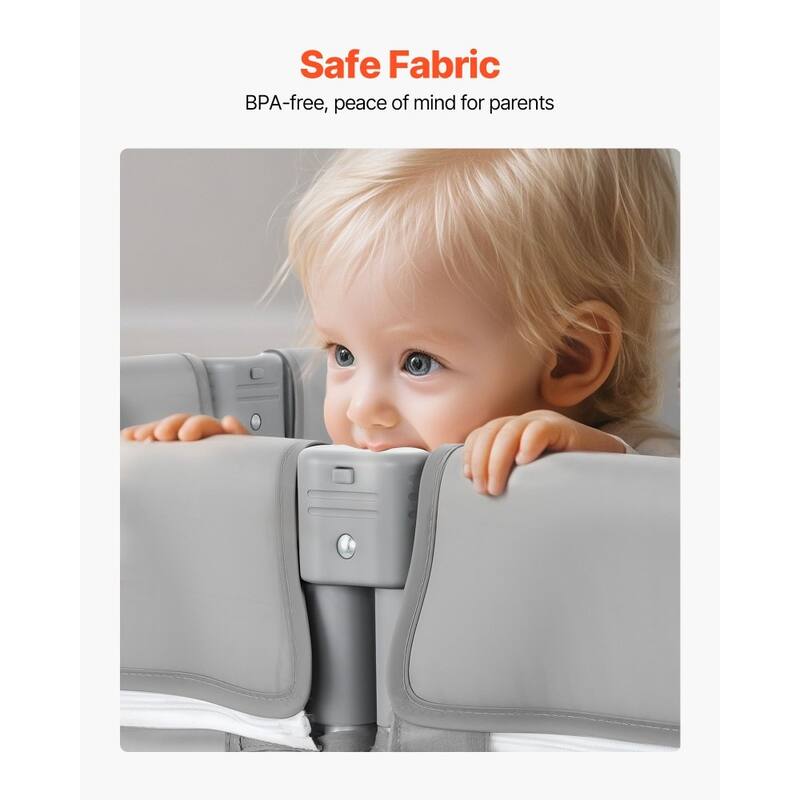 Portable Grey Baby Playpen with Breathable Mesh and Iron Tubes Safe and Stable Toddler Fence - 81.5” x 72.83” x 27.36”