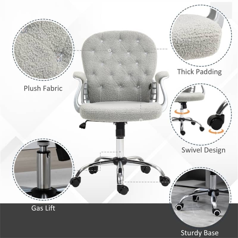 Teddy Fleece Office Chair with Adjustable Height, Tilt Function & Swivel Wheels - 23.5" W x 23.75" D x 36.5" -40.5" H