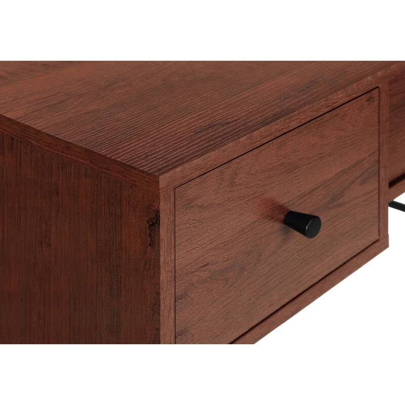 Modern 48" Computer Desk with 2 Side Storage Drawers and Metal Legs