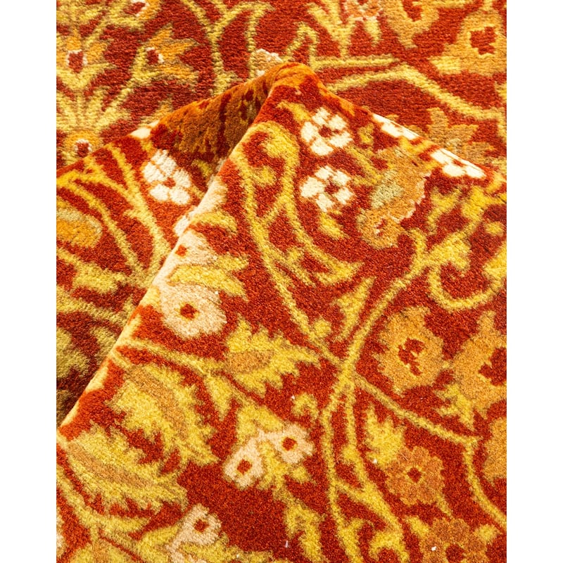 Overton Hand Knotted Wool Vintage Inspired Traditional Mogul Orange Runner Rug