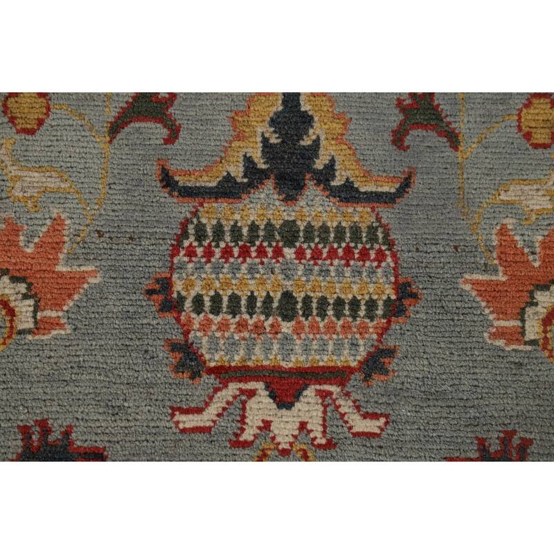 Light Blue Oushak Oriental Runner Rug Handmade Wool Carpet - 2'9" x 10'5"