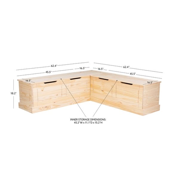 dimension image slide 3 of 5, Linon Josie L-shaped Backless Breakfast Nook Bench