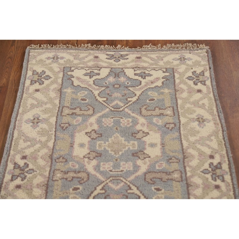 Grey Oushak Oriental Runner Rug Handmade Wool Carpet - 2'6"x 9'8"