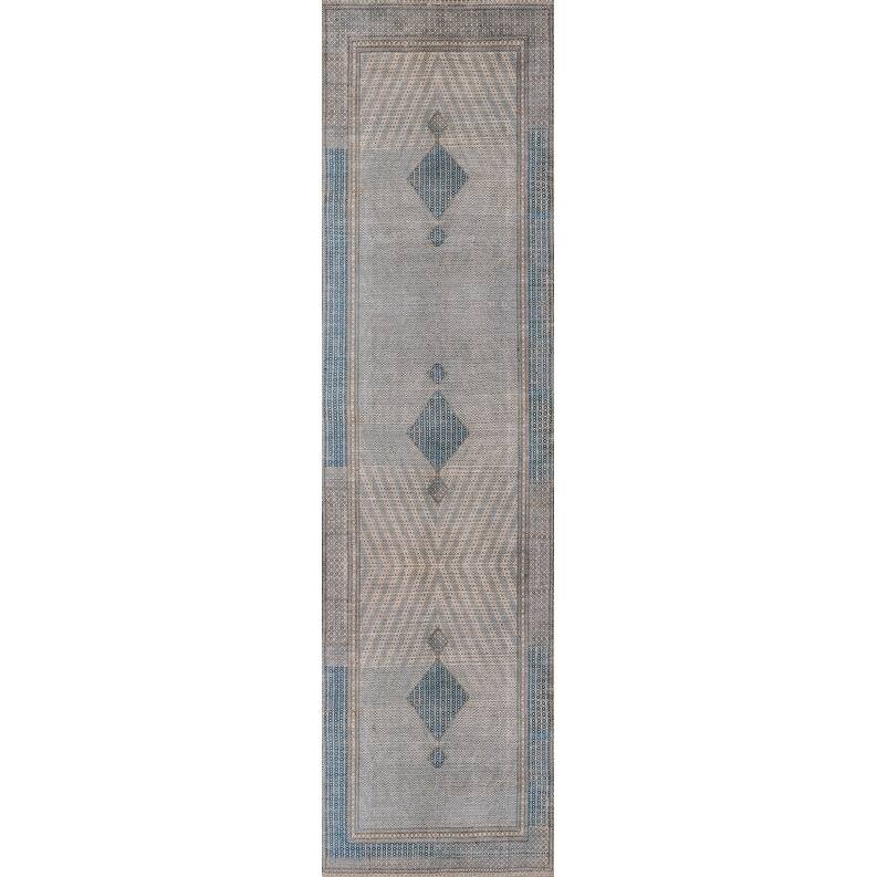 Momeni Afshar Polyester Floral Area Rug - 2' 3" x 7' 6" - Blue - Runner