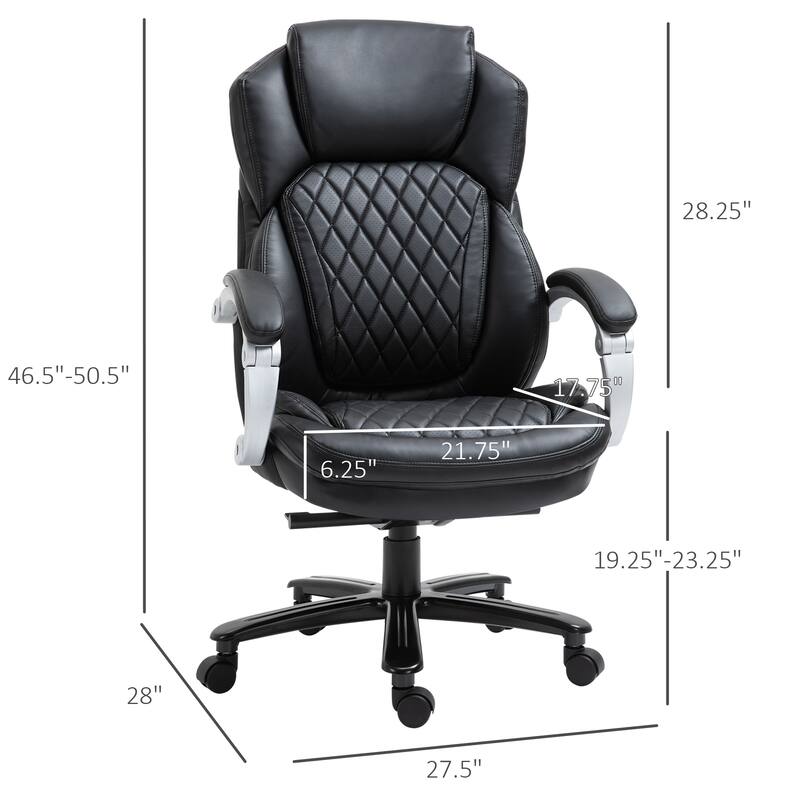 Black Adjustable Height Leather Upholstered Office Desk Chair Gaming Chair, Swivel Chair Computer Task Chair with Wheels
