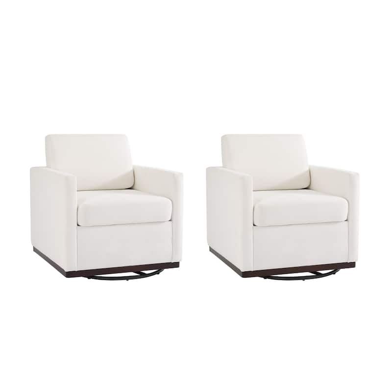 Set of 2 Modern Swivel Accent Armchairs Upholstered Arm Chairs