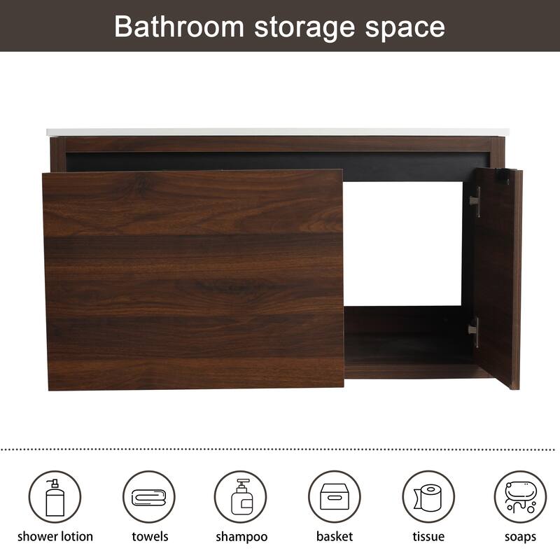 Malwee 36" Floating Bathroom Vanity with Sink, Modern Wall Mounted Bathroom Vanity with Soft Close Door and Drawer