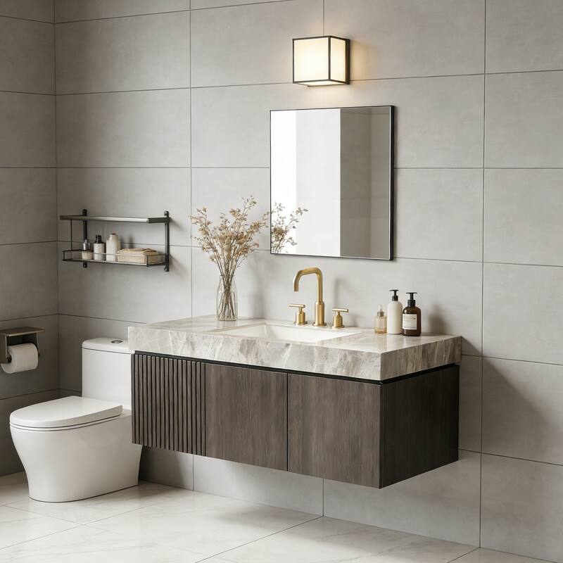 Floating Bathroom Vanity with 3 Pre-drilled Faucet Holes