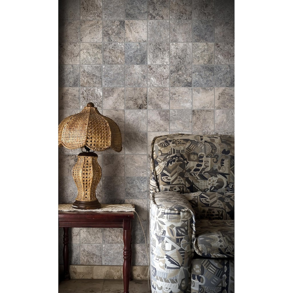 Argento Travertine 4" x 4" Tumbled Tile