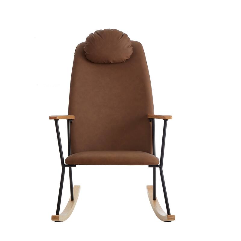 Technical Leather Rocking Chair with Adjustable Headrest