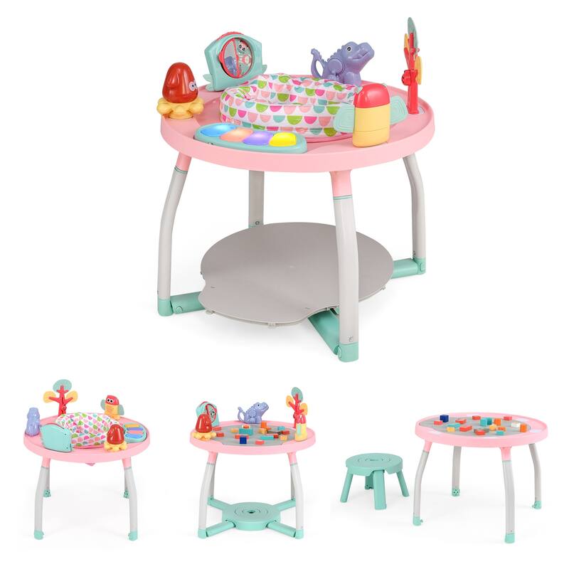 5-in-1 Baby Activity Center with Adjustable Height, Interactive Toys, Detachable Bounce Platform, and Study Desk for Kids