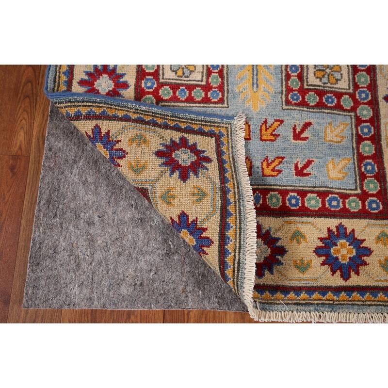 Blue Kazak Oriental Runner Rug Hand-Knotted Wool Carpet - 2'7" x 20'7"