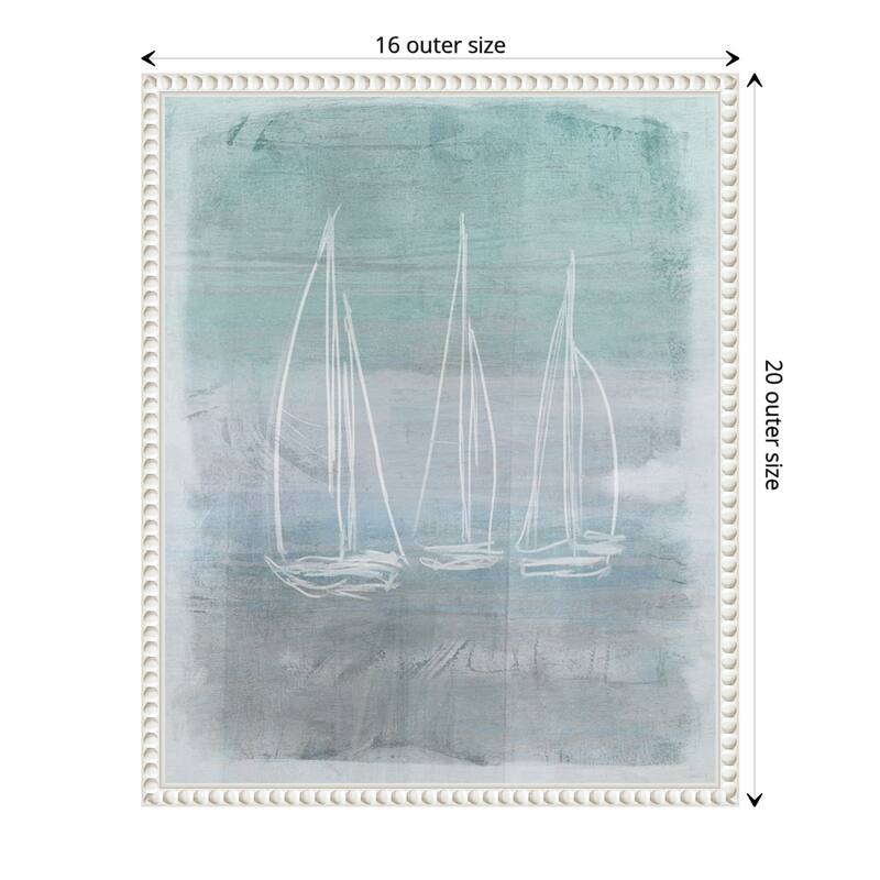 Sailboat Memory I by Dan Meneely Framed Canvas Wall Art Print - Sylvie Beaded White - 16 x 20 in