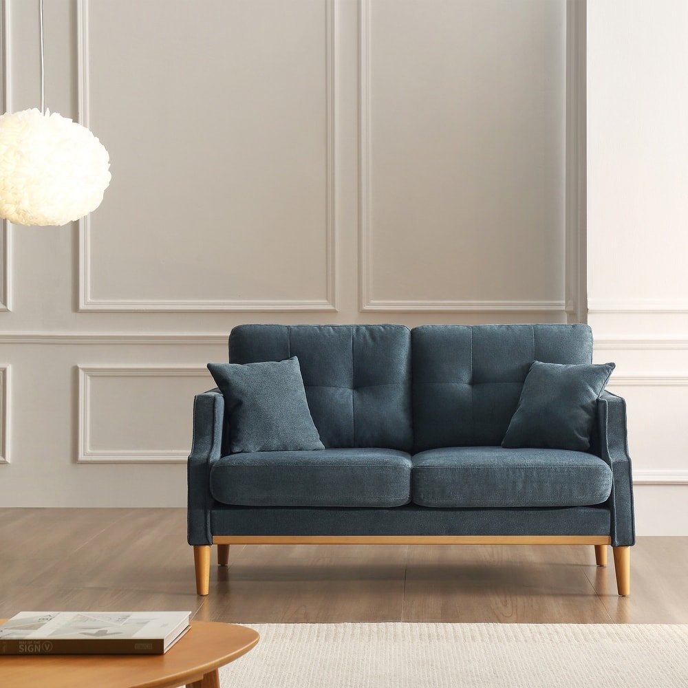GDFStudio - Evelyn Button Tufted LoveSeat Sofa with High-Density Foam Cushions and USB Charging Port