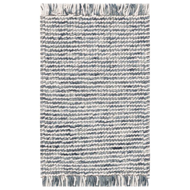 SAFAVIEH Natura Bernetta Wool Fringe Rug - 4' x 6' - Blue/Ivory