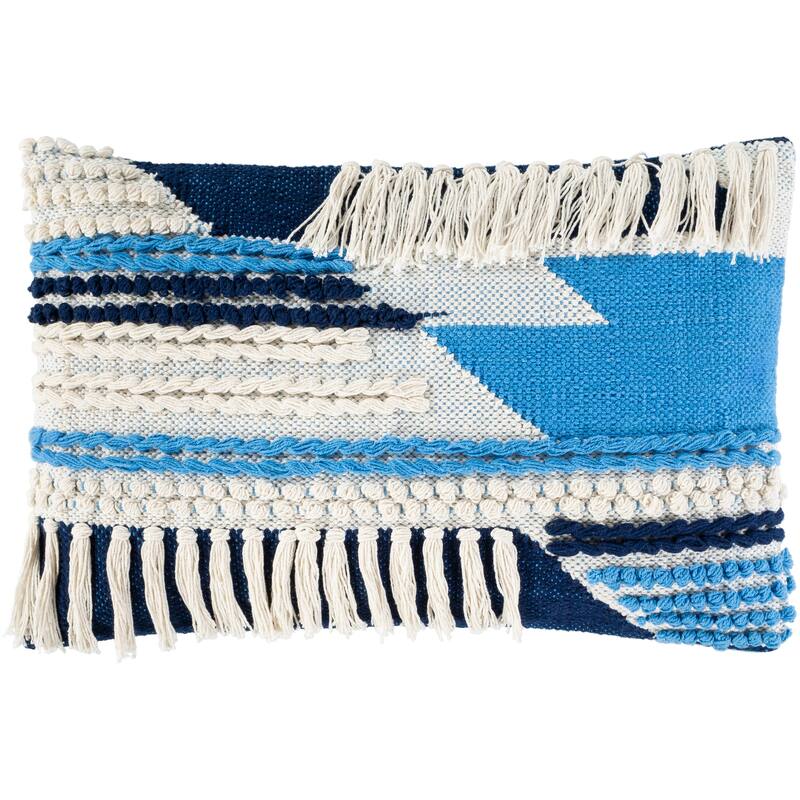 Sidra Textured Blue & Cream Lumbar Pillow