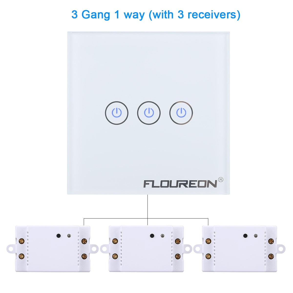 Floureon 3 Gang 1 Way Wireless RF Remote Control Light Switch 433.92MHz Remote  Controller Portable Switch - Bed Bath & Beyond - 28093191