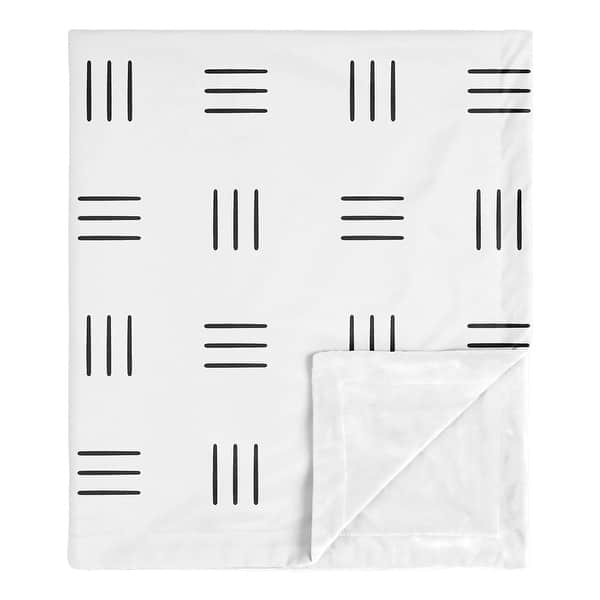 slide 2 of 5, White Black Boho Mudcloth Receiving Security Swaddle Blanket Black and White Bohemian Woodland Tribal Southwest Hatch Mud Cloth
